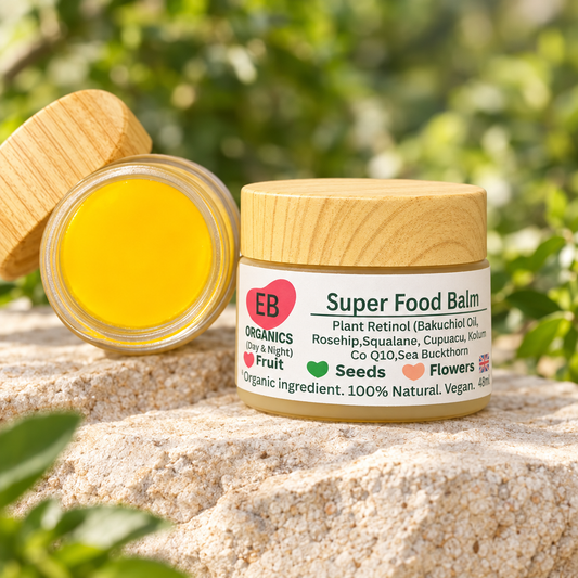 Super Food Balm in a natural stone setting