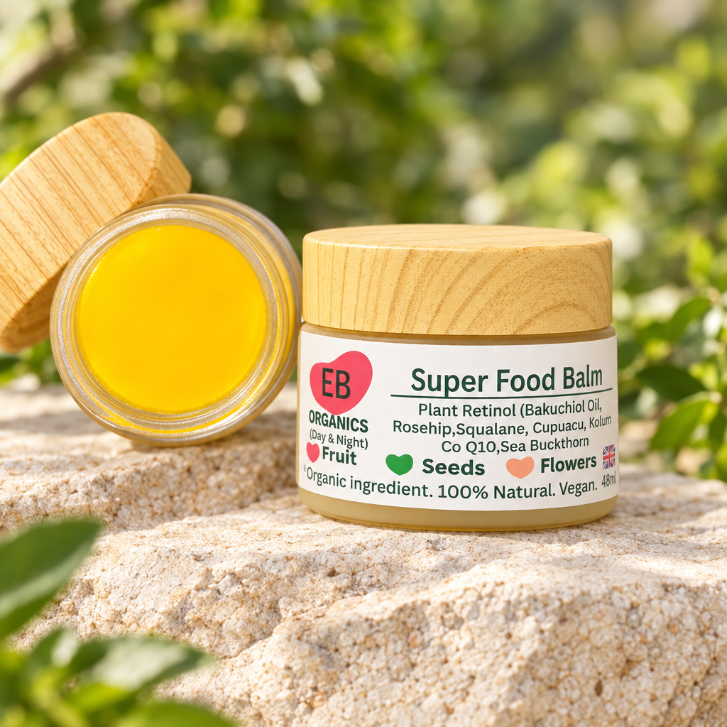 Super Food Balm in a natural stone setting